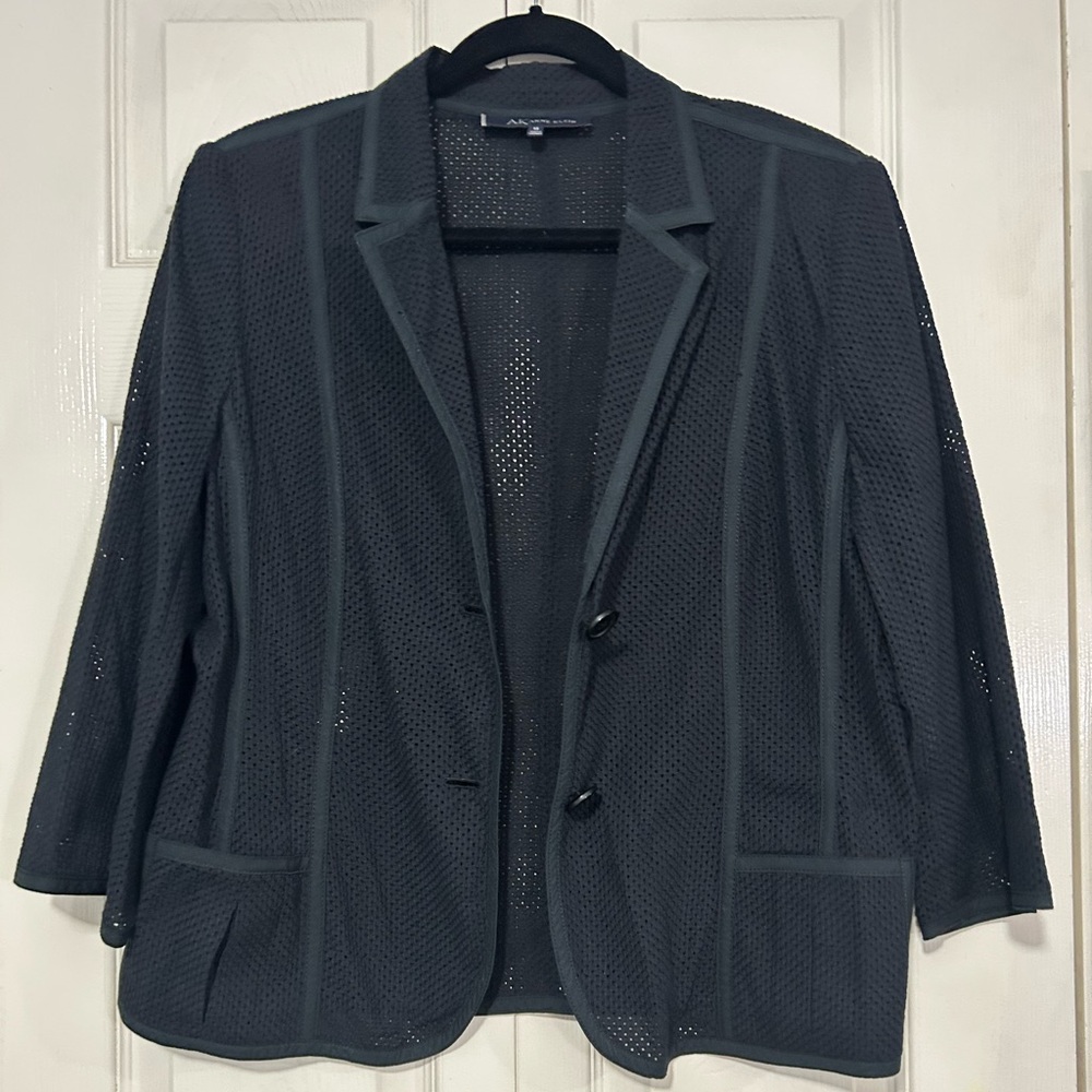 Anne Klein, Navy Mesh Blazer